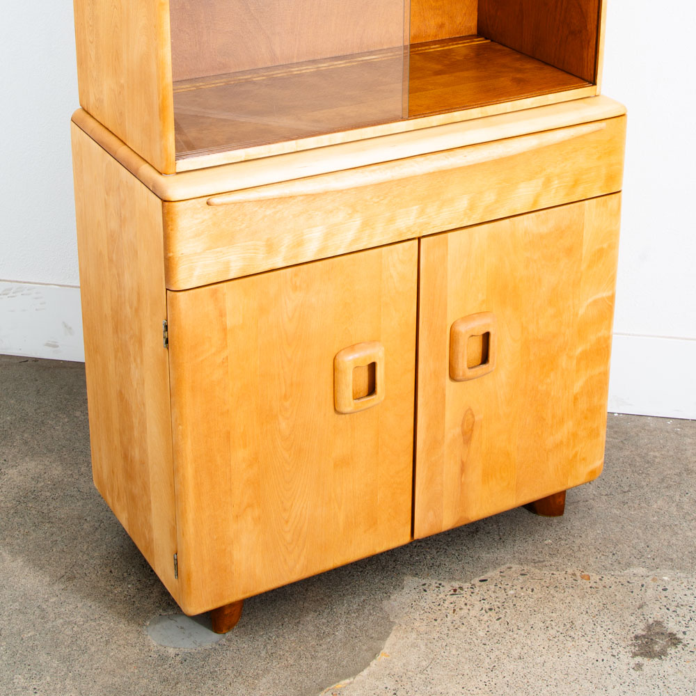 Mid Century Modern Credenza Display China Cabinet Heywood Wakefield Maple Glass - Image 6