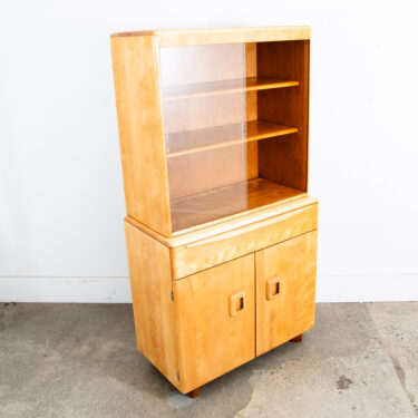 Mid Century Modern Credenza Display China Cabinet Heywood Wakefield Maple Glass