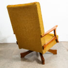 Mid Century Modern Lounge Rocking Chair Yellow Tweed Solid Wood Vintage Armchair - Image 3