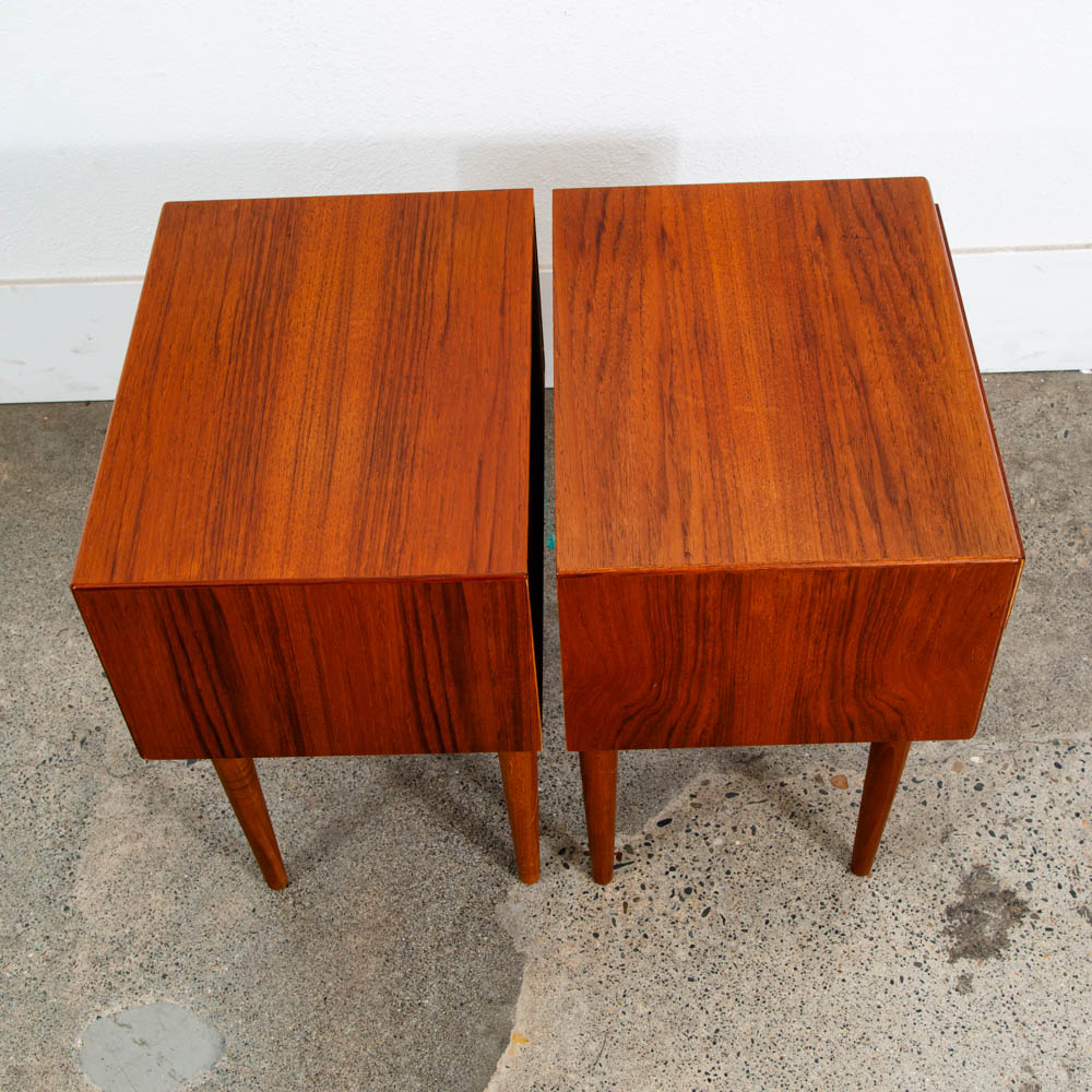 Mid Century Danish Modern Nightstands End Side Tables Teak Drawer Mcm Vintage - Image 5