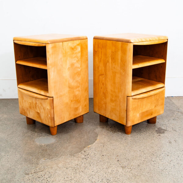 Mid Century Modern Nightstands End Side Tables Heywood Wakefield Blonde Drawer