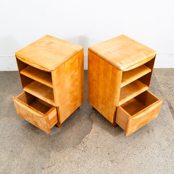 Mid Century Modern Nightstands End Side Tables Heywood Wakefield Blonde Drawer - Image 12