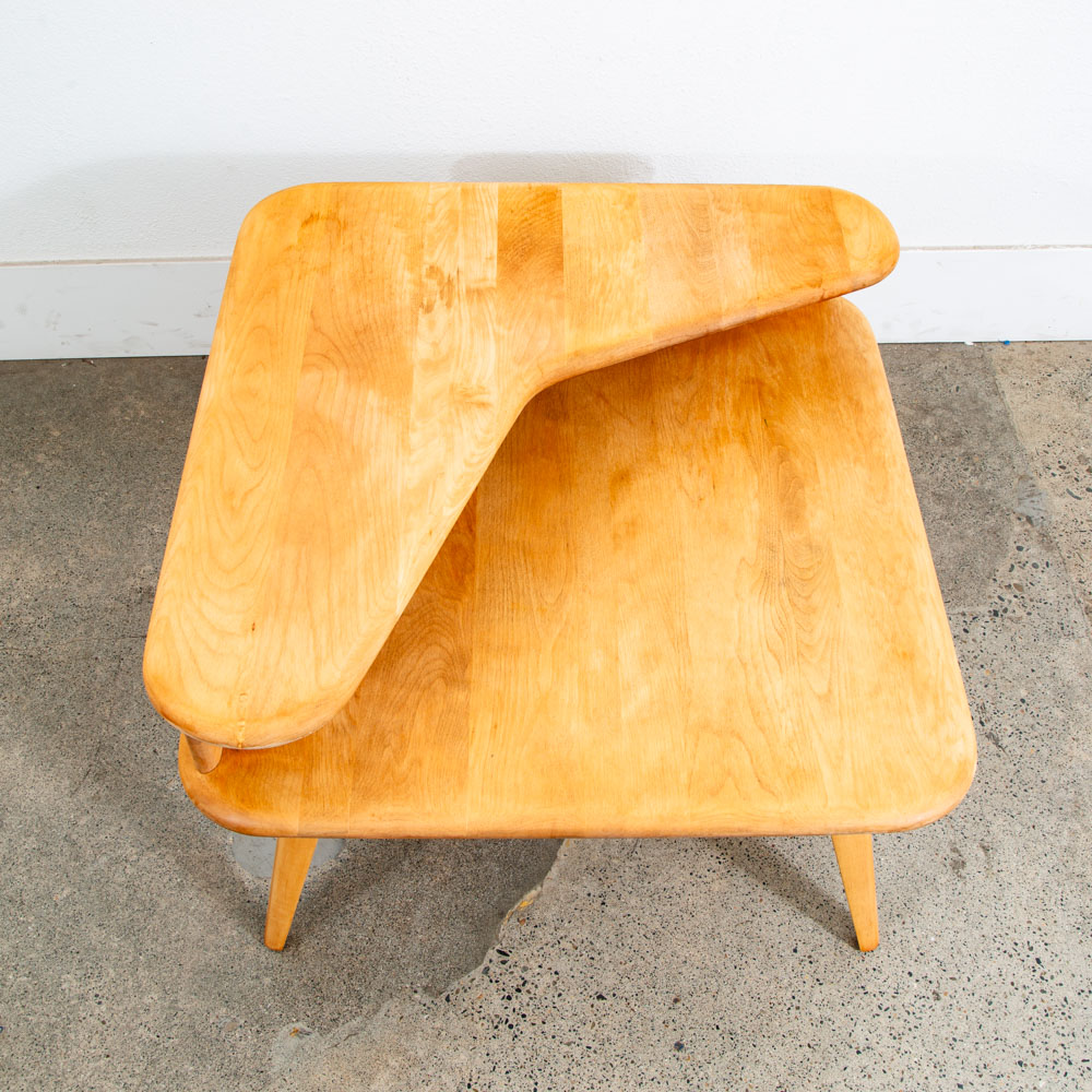 Mid Century Modern Corner Step Up Table Heywood Wakefield 2 Tier Square Vintage - Image 7