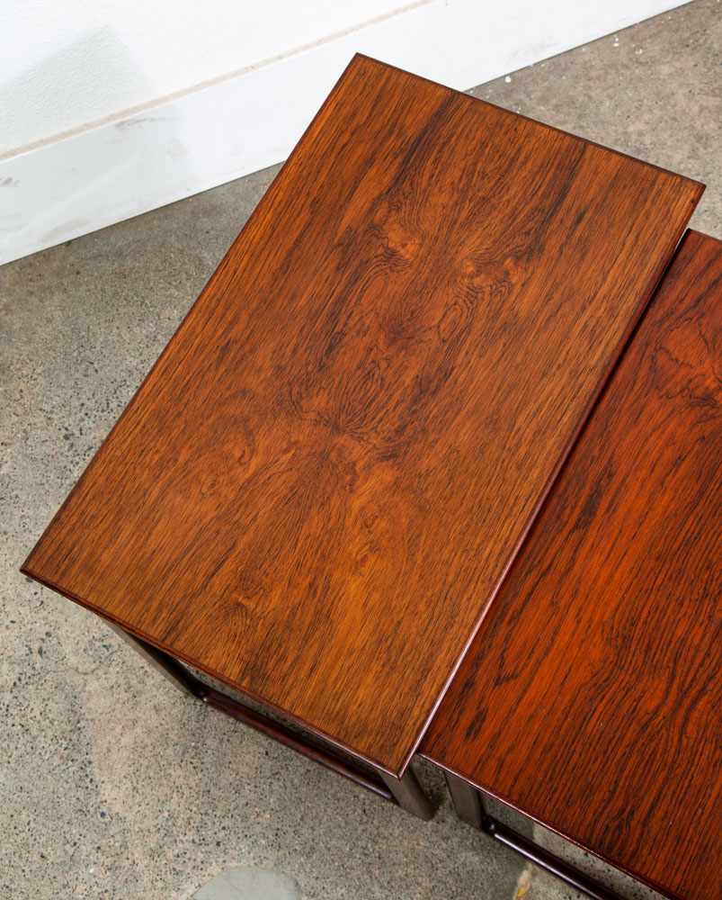 Mid Century Danish Modern Nesting Tables Brazilian Rosewood Set 3 Denmark Sled - Image 11