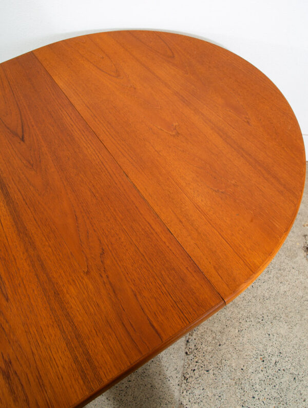 Mid Century Danish Dining Table Teak Round Expanding leaf x2 Oval Jo Carlsson - Image 11