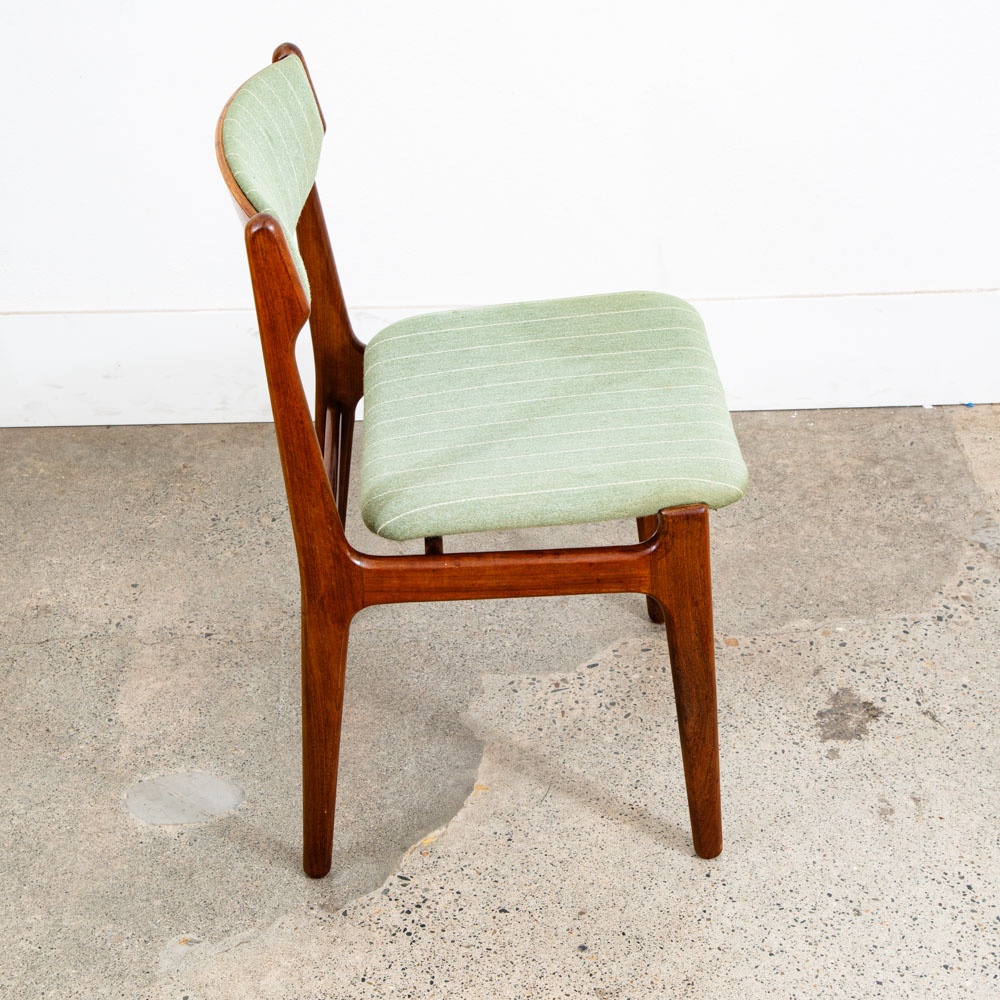 Mid Century Danish Modern Dining Chair Erik Buch Light Green Denmark Teak Mcm - Image 12