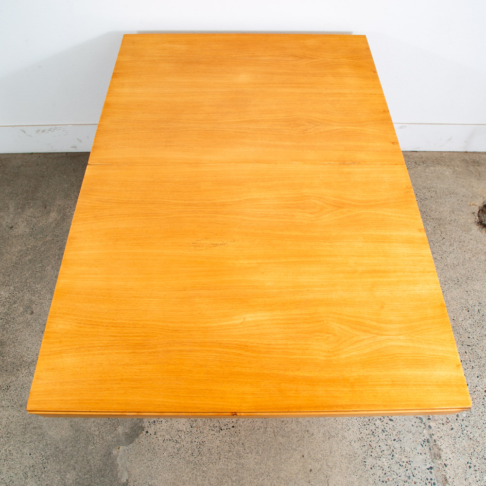 Mid Century Modern Dining Table Brown Saltman Paul Frankl x2 leaf Blonde Wood - Image 5