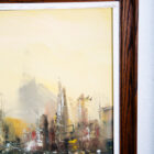 Mid Century Modern Painting Original Art Abstract Cityscape Signed Yellow Black - Image 11