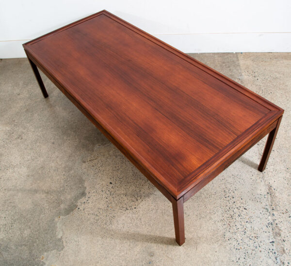 Mid Century Danish Modern Coffee Table Rosewood Surfboard Rectangular Vintage NM