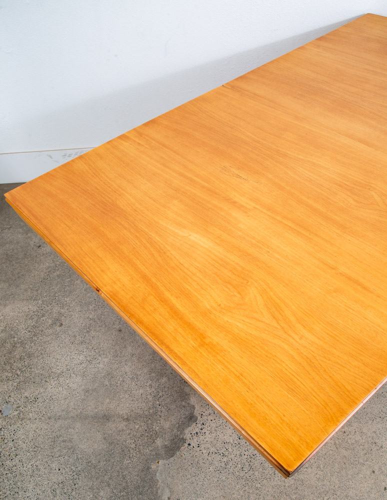 Mid Century Modern Dining Table Brown Saltman Paul Frankl x2 leaf Blonde Wood - Image 10