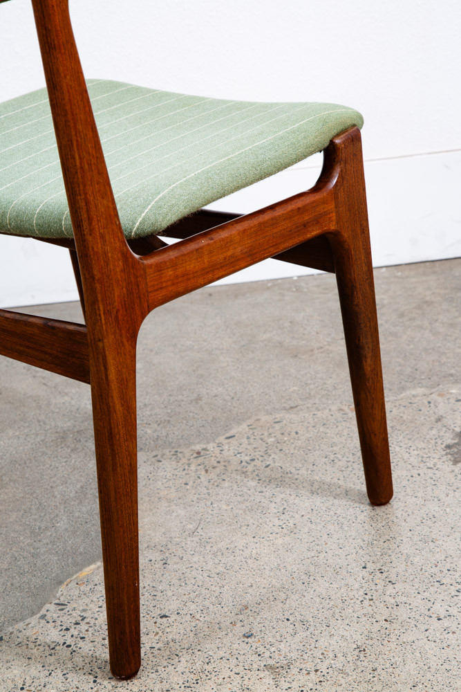 Mid Century Danish Modern Dining Chair Erik Buch Light Green Denmark Teak Mcm - Image 6