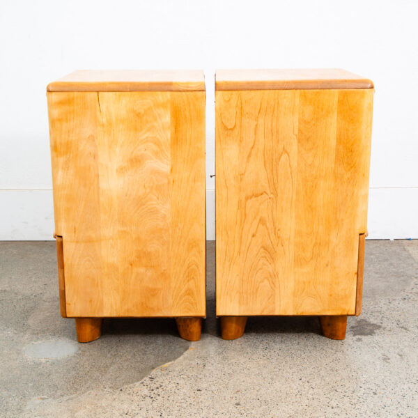 Mid Century Modern Nightstands End Side Tables Heywood Wakefield Blonde Drawer - Image 3
