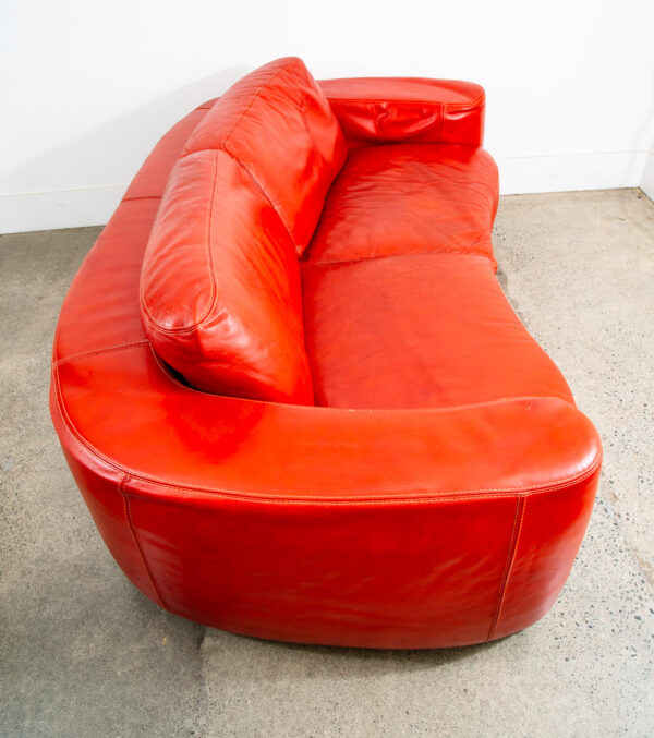 Mid Century Danish Modern Sofa Couch Red Leather Italy Polo Divani 3 Seat Mcm - Image 2