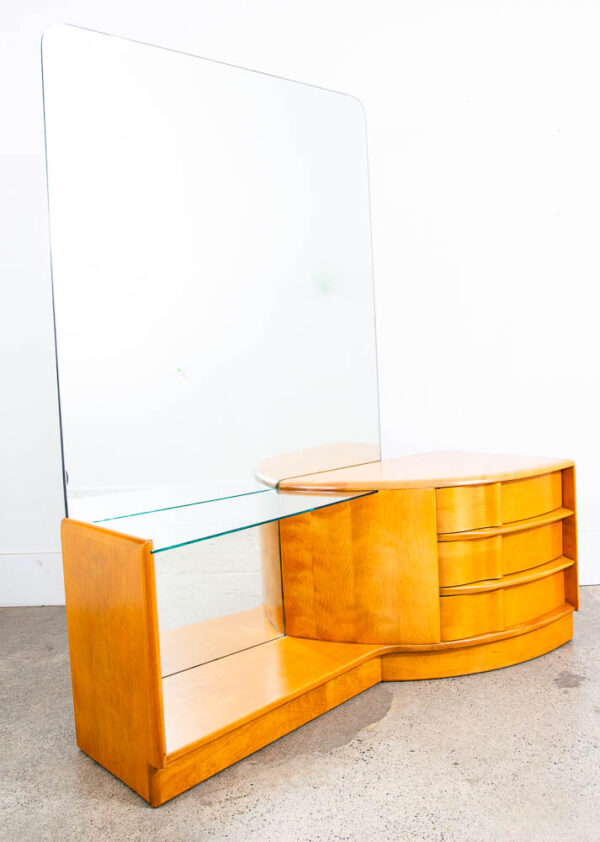 Mid Century Modern Vanity Dressing Table Heywood Wakefield Sculptura Mirror Mcm - Image 4