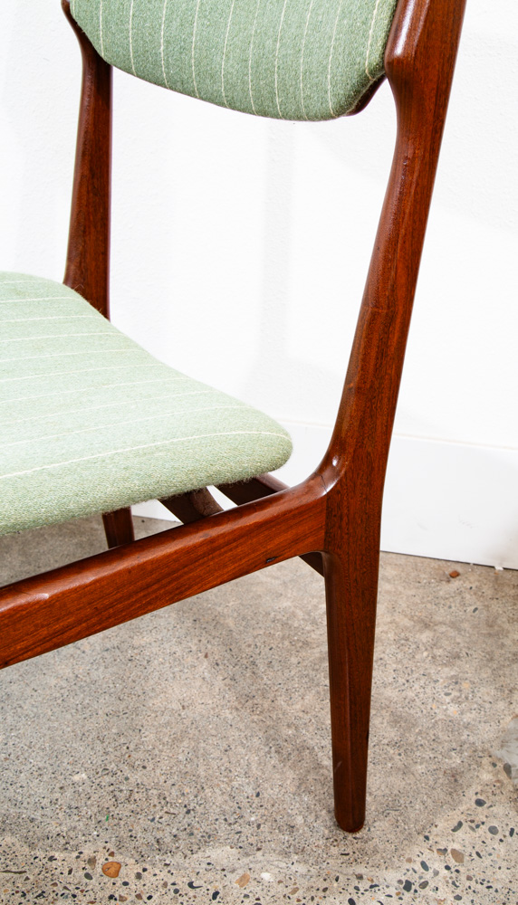 Mid Century Danish Modern Dining Chair Erik Buch Light Green Denmark Teak Mcm - Image 7