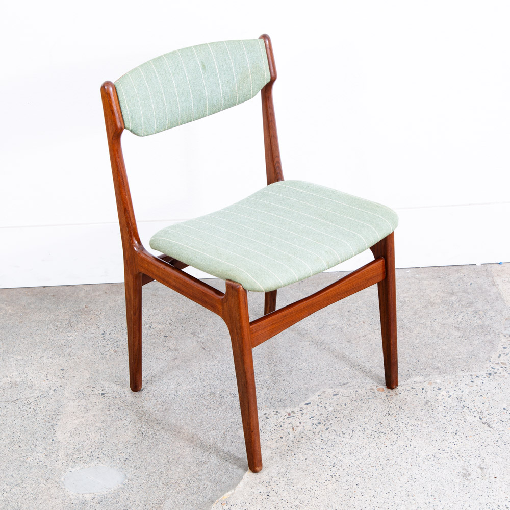 Mid Century Danish Modern Dining Chair Erik Buch Light Green Denmark Teak Mcm - Image 2