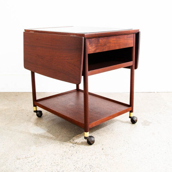 Mid Century Modern Serving Bar Cart Teak Black Liquor Trolley Ludvig Pontoppidan - Image 5