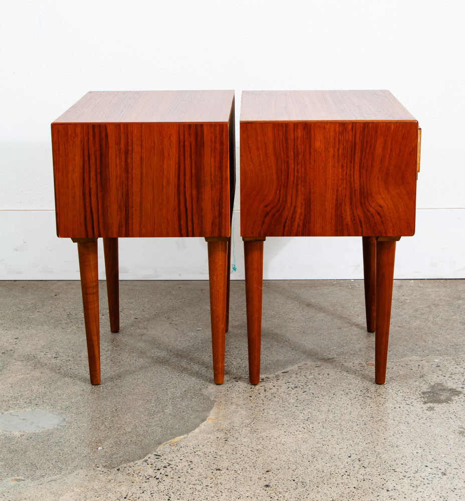 Mid Century Danish Modern Nightstands End Side Tables Teak Drawer Mcm Vintage - Image 3