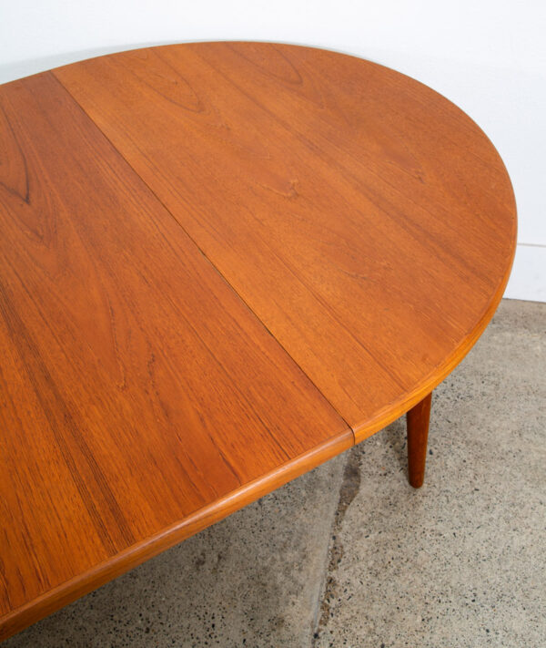 Mid Century Danish Dining Table Teak Round Expanding leaf x2 Oval Jo Carlsson - Image 8