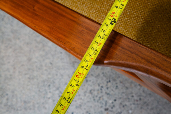 Mid Century Modern Lounge Rocking Chair Yellow Tweed Solid Wood Vintage Armchair - Image 11