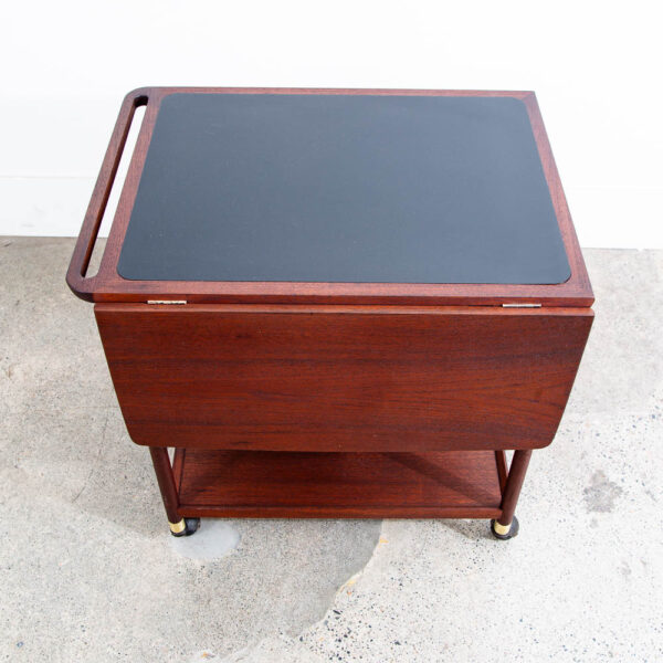 Mid Century Modern Serving Bar Cart Teak Black Liquor Trolley Ludvig Pontoppidan - Image 12