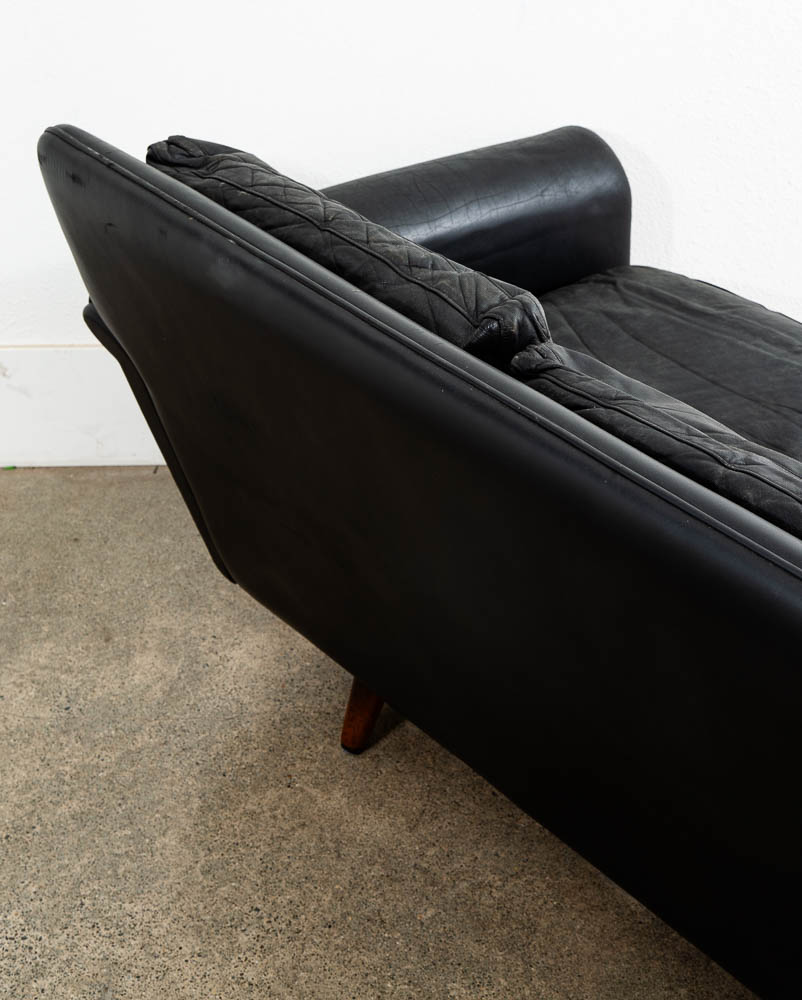 Mid Century Danish Modern Sofa Couch Black Leather Georg Thams 3 Seat Large Mcm - Image 7