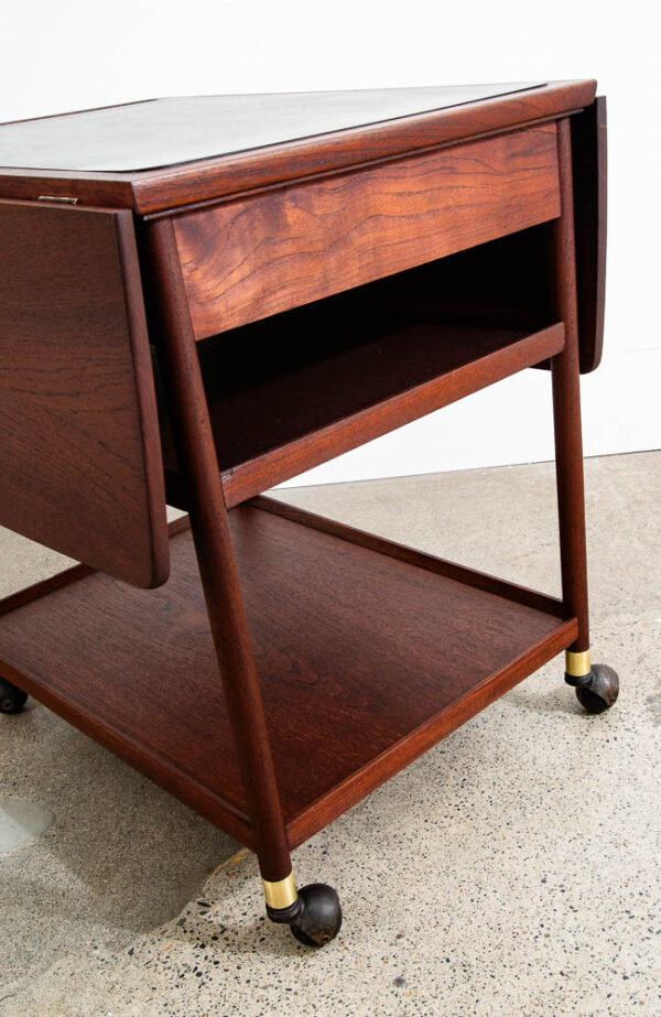 Mid Century Modern Serving Bar Cart Teak Black Liquor Trolley Ludvig Pontoppidan - Image 11