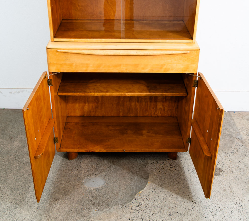 Mid Century Modern Credenza Display China Cabinet Heywood Wakefield Maple Glass - Image 7