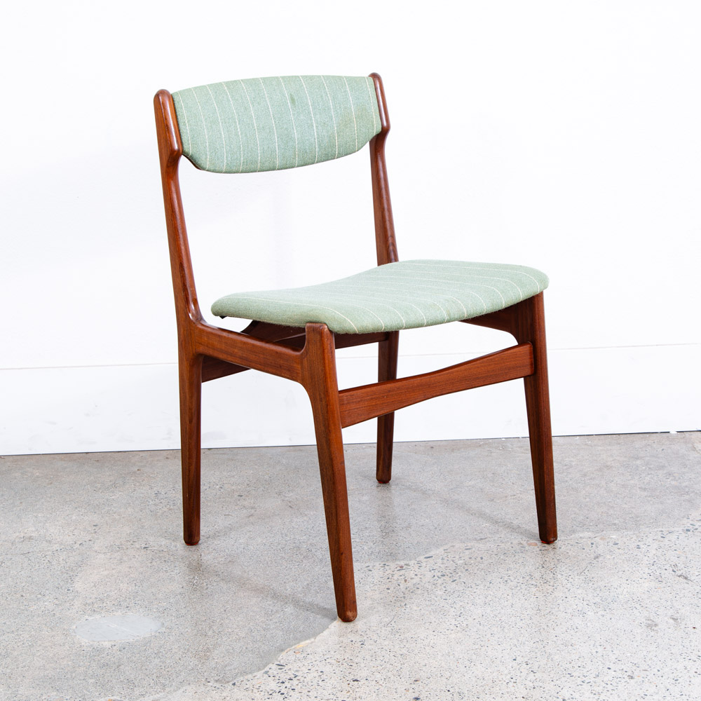 Mid Century Danish Modern Dining Chair Erik Buch Light Green Denmark Teak Mcm