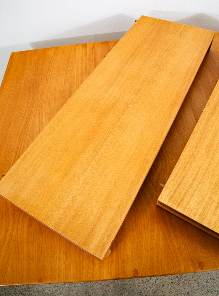 Mid Century Modern Dining Table Brown Saltman Paul Frankl x2 leaf Blonde Wood - Image 11