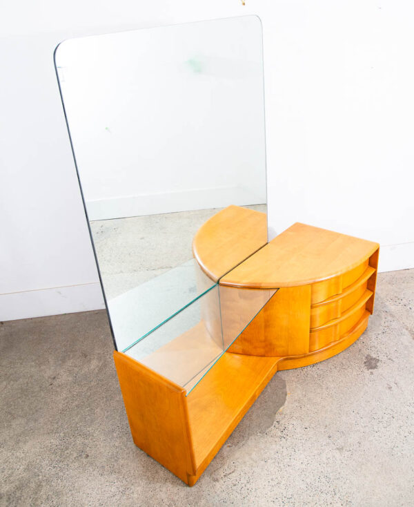 Mid Century Modern Vanity Dressing Table Heywood Wakefield Sculptura Mirror Mcm - Image 11