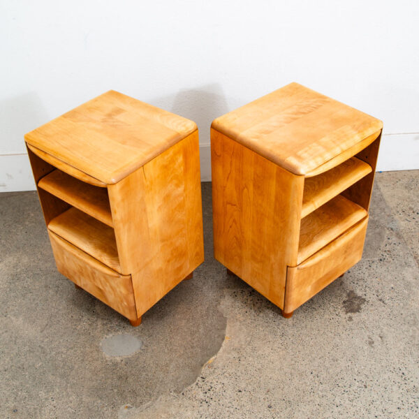 Mid Century Modern Nightstands End Side Tables Heywood Wakefield Blonde Drawer - Image 5