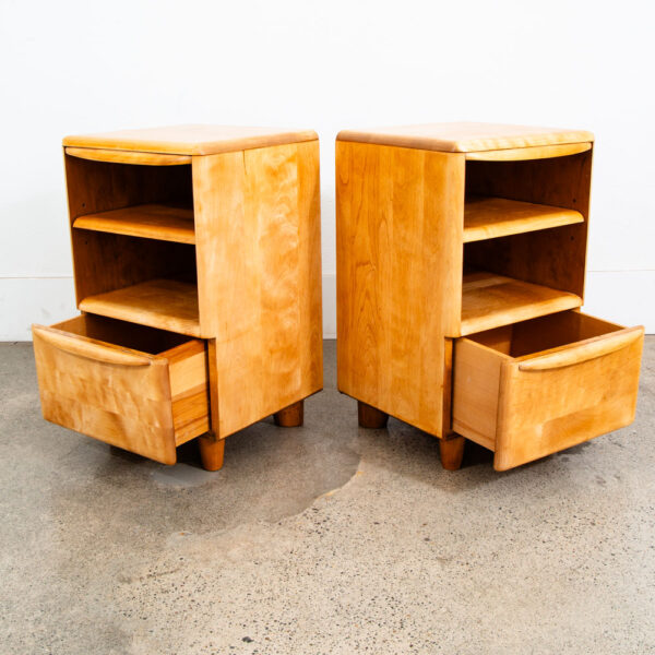 Mid Century Modern Nightstands End Side Tables Heywood Wakefield Blonde Drawer - Image 2
