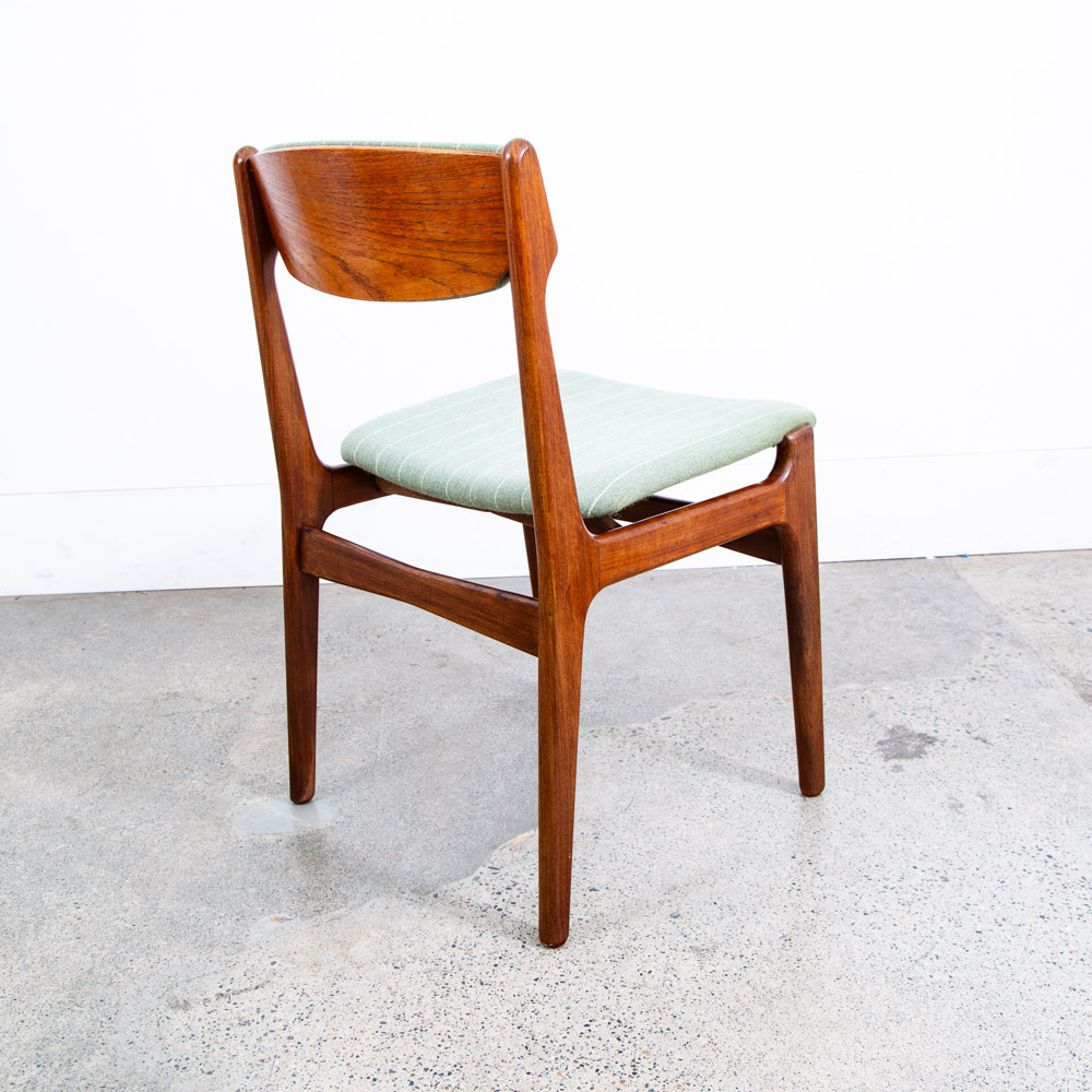 Mid Century Danish Modern Dining Chair Erik Buch Light Green Denmark Teak Mcm - Image 3