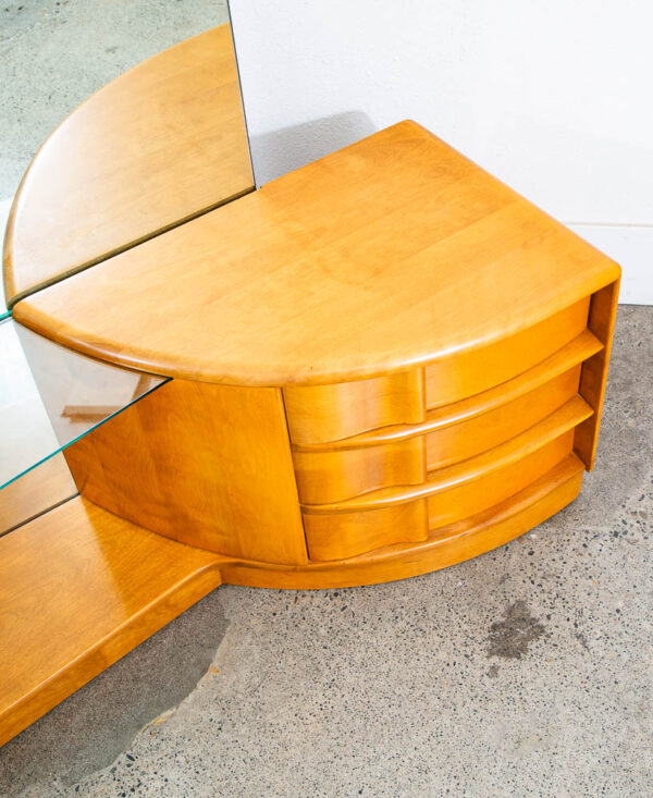 Mid Century Modern Vanity Dressing Table Heywood Wakefield Sculptura Mirror Mcm - Image 9