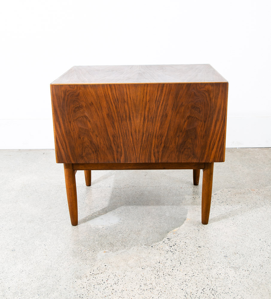 Mid Century Modern Nightstand End Side Table Walnut Drawer Refinished Vintage - Image 2