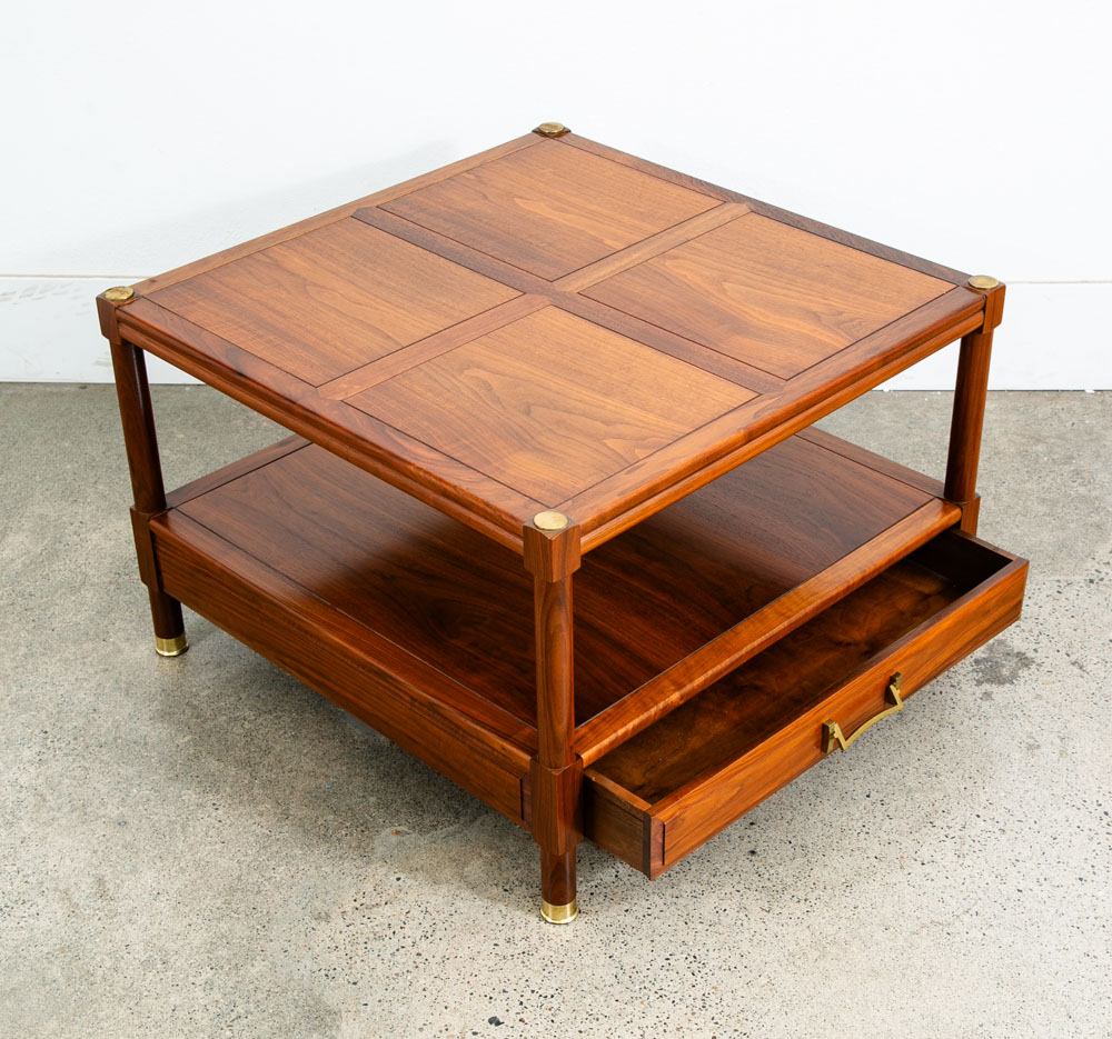 Mid Century Danish Modern End Table Side Entryway Rosewood Drawer Brass Wood Mcm - Image 6