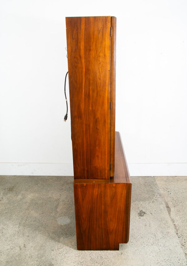 Mid Century Modern China Cabinet Hutch Cabinet Glass Display Compact Walnut Mcm - Image 2