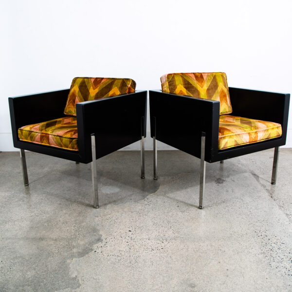 Mid Century Modern Lounge Chairs Harvey Probber #248 Architectural Cube Chrome - Image 4