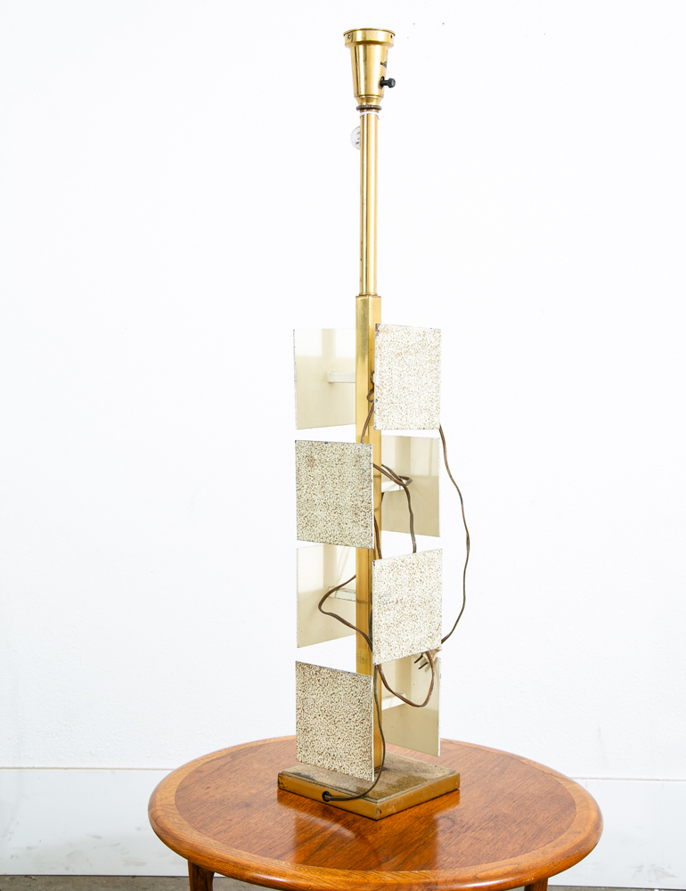 Mid Century Modern Table Lamp Rembrandt Light Lighting Brass White Metal Large - Image 11