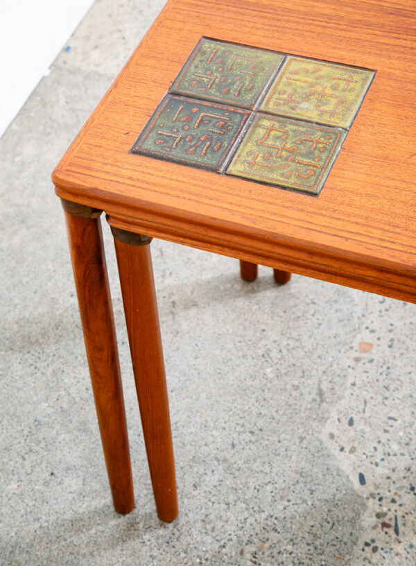 Mid Century Danish Modern Nesting Tables Solid Teak Pair Set 2 Denmark Ceramic - Image 12