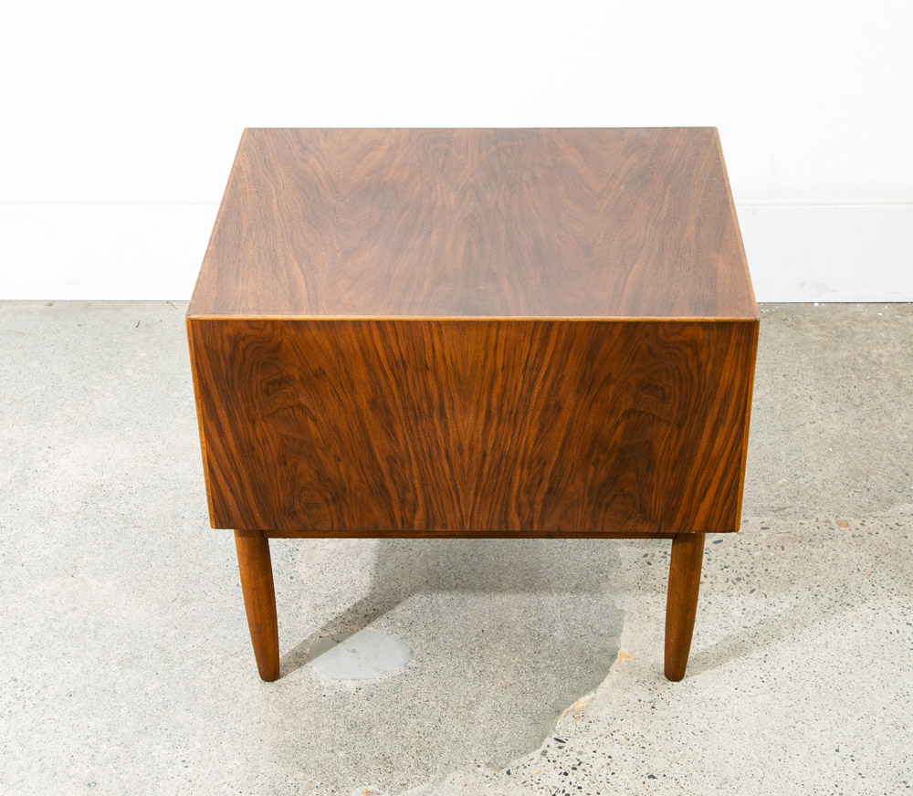 Mid Century Modern Nightstand End Side Table Walnut Drawer Refinished Vintage - Image 6