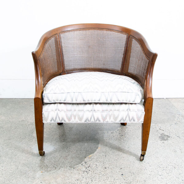 Mid Century Modern Lounge Chairs Armchairs Set Cane Back Brown Grey White Mcm - Image 4
