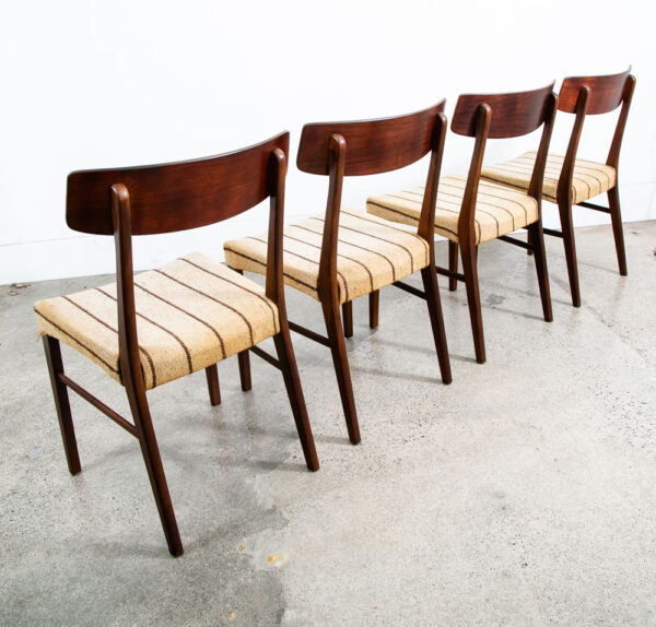 Mid Century Danish Modern Dining Chairs Set 4 Rosewood Striped Denmark Brown Mcm - Image 2