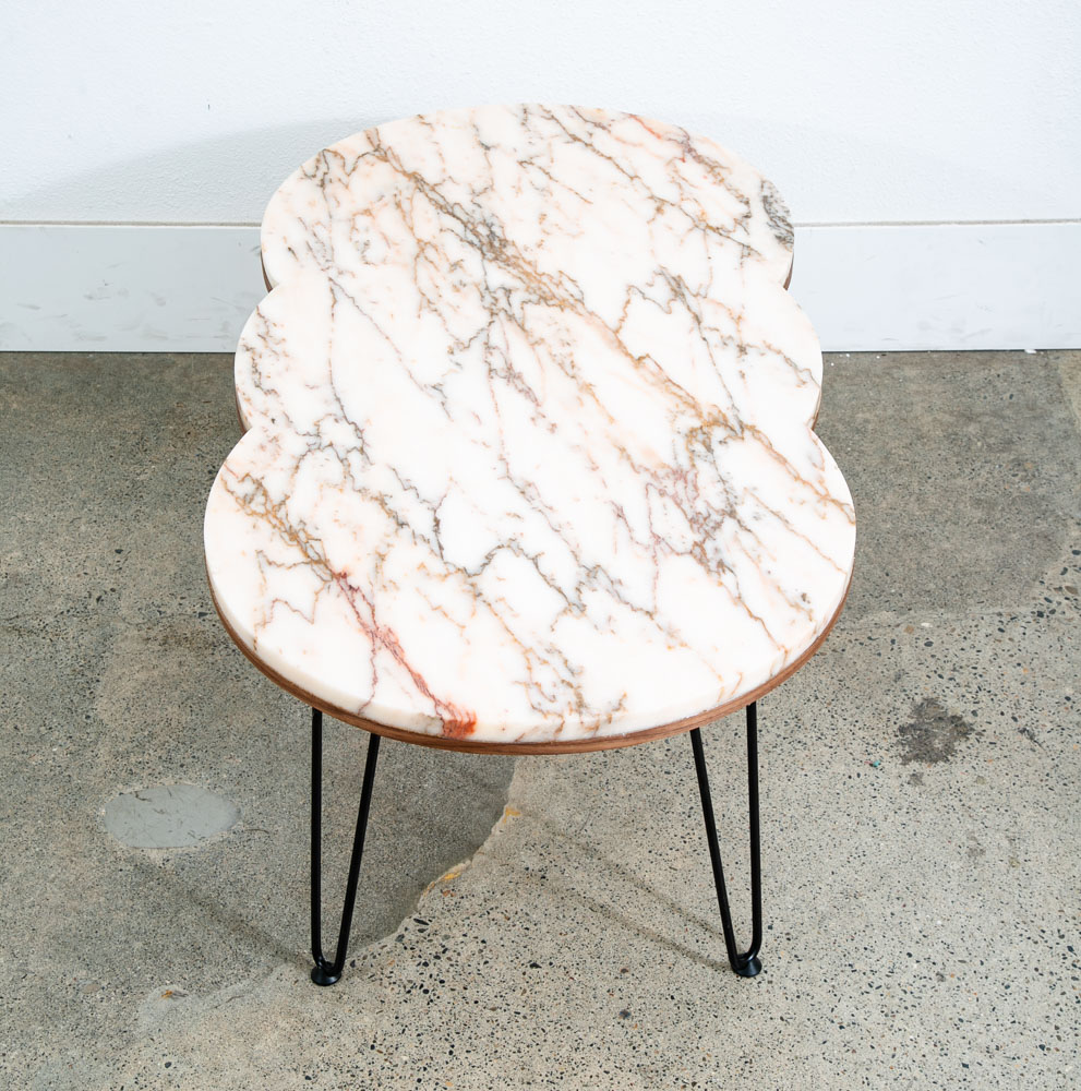 Mid Century Modern Coffee Table Marble Sculptural Vintage Mcm Hairpin Oval White - Image 9