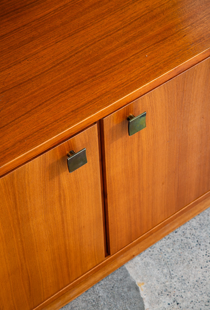 Mid Century Danish Modern Cabinet Wall Unit Hutch Credenza Display Teak Glass - Image 12