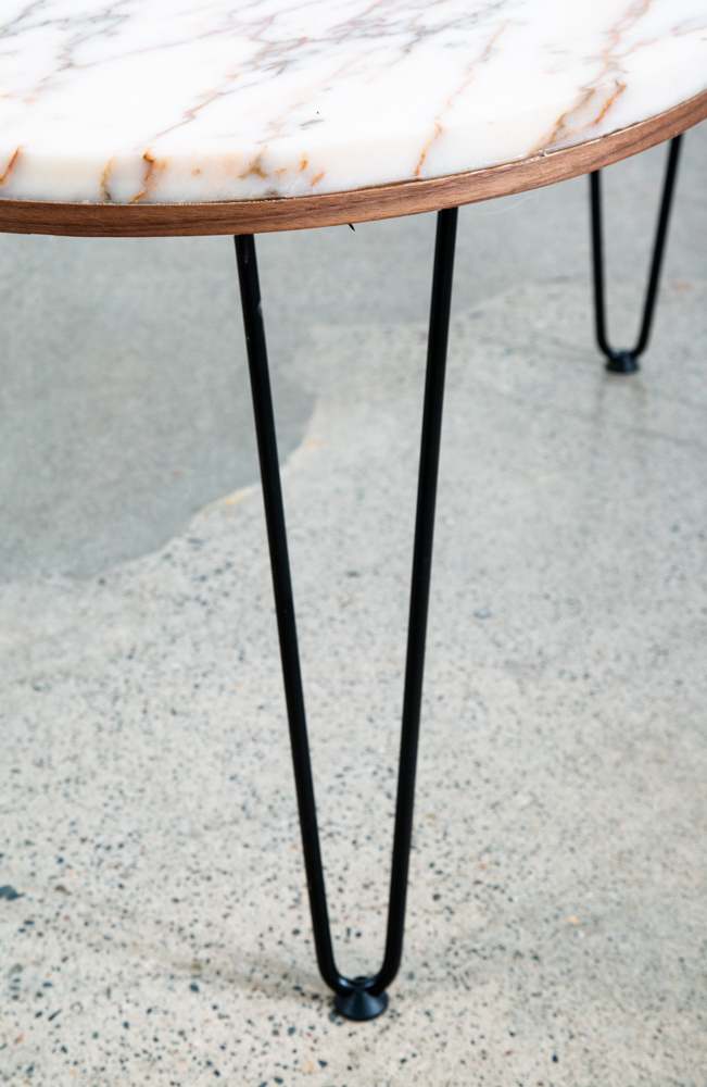 Mid Century Modern Coffee Table Marble Sculptural Vintage Mcm Hairpin Oval White - Image 10