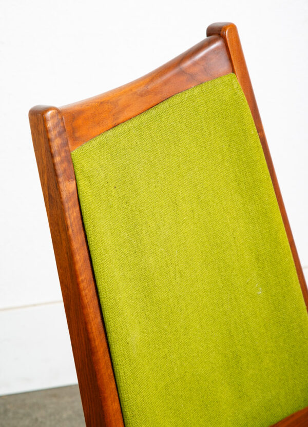 Mid Century Modern Dining Chairs Pair Set Green Sculptural Walnut High Back Mcm - Image 9