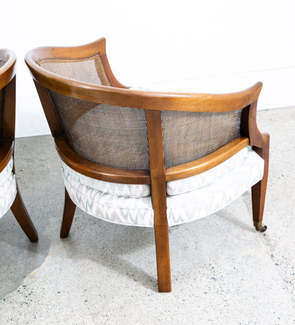 Mid Century Modern Lounge Chairs Armchairs Set Cane Back Brown Grey White Mcm - Image 8