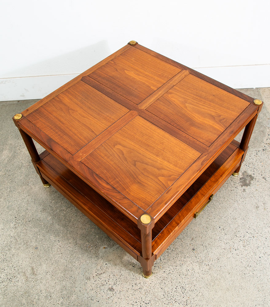 Mid Century Danish Modern End Table Side Entryway Rosewood Drawer Brass Wood Mcm - Image 5
